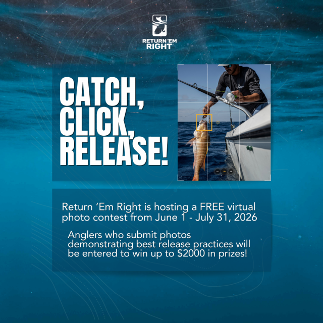 Graphic depicting a cell phone photo of an angler releasing a fish and providing information about an upcoming tournament.